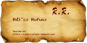 Rácz Rufusz névjegykártya